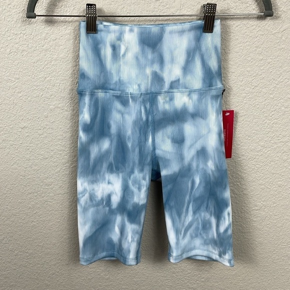 NWT Carbon 38 Ribbed Biker Short Long Length Stretch Gym High Rise Blue Sz XS - Picture 4 of 13